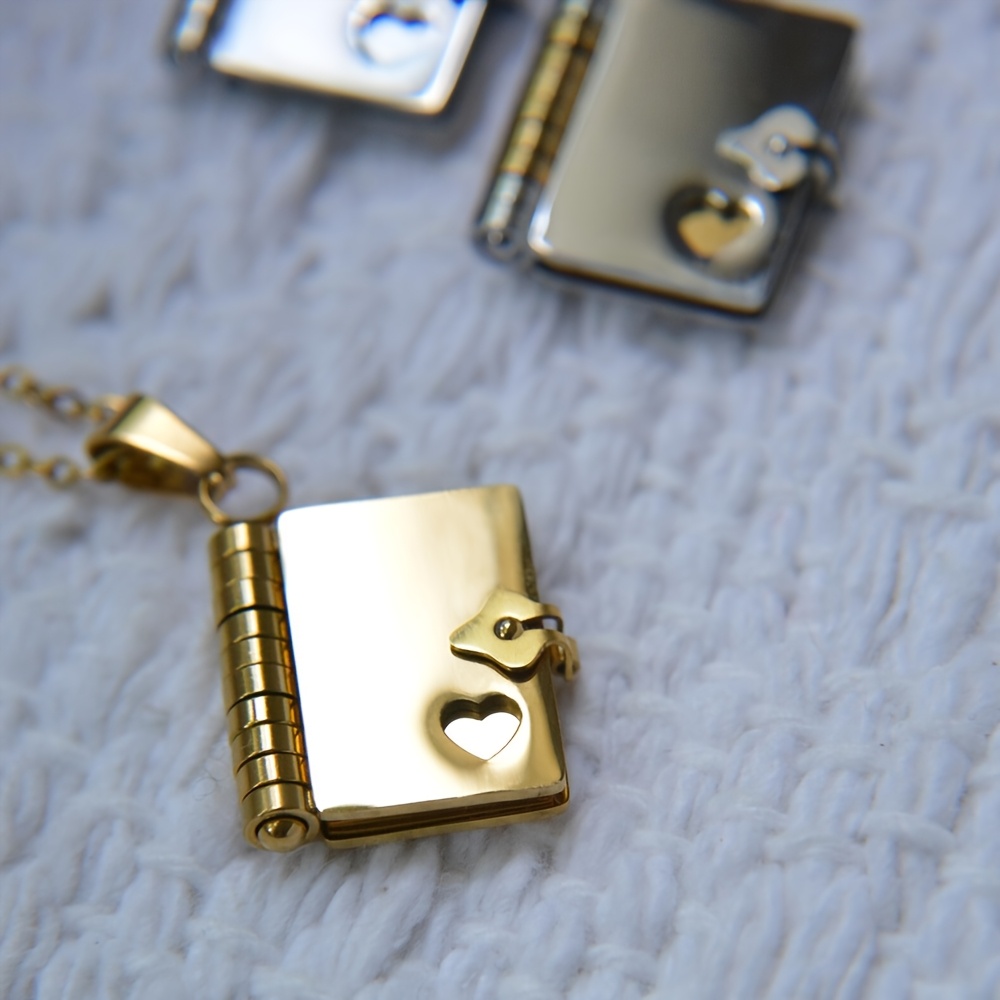 Personalized Golden Mini Book Pendant Necklace — Custom Gift